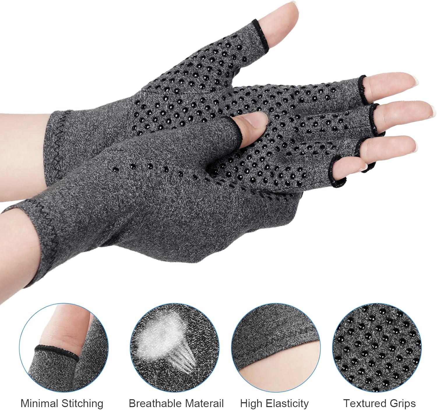Gants de compression pour l'arthrite, 1 paire Réchauffe des Joints de Doigt, Soulage les Douleurs Polyarthrite Rhumatoïde, le Canal Carpien，(S) - 2
