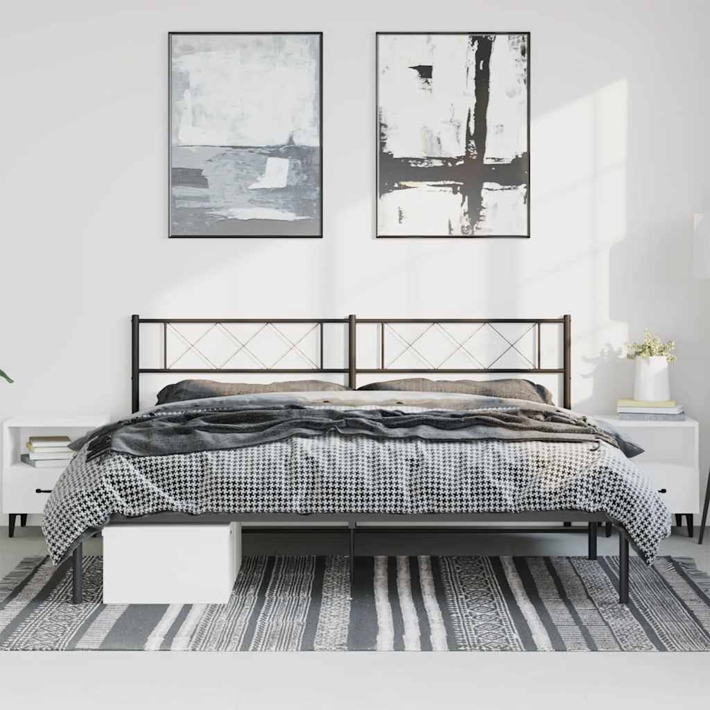 Estructura cama sin colchón con cabecero metal negro 193x203 cm vidaXL - 3
