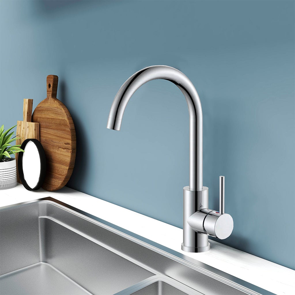 Rubinetto Cucina Con Doccetta Estraibile - Miscelatore Monocomando Acciaio Inox, Alta Pressione, Orientabile 360°, 2 Modalità Getto