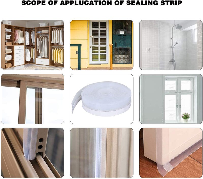 Tira de sellado de 5 m x 35 mm - Silicona transparente, resistente a la intemperie, impermeable, aislante para puertas y ventanas - 4