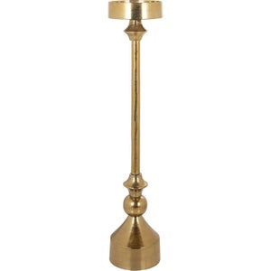 Bougeoir Doré Avec Nœud - 21 Cm - Aluminium - Décoration Noël & Table De Fête - Varzi Depuis 1956