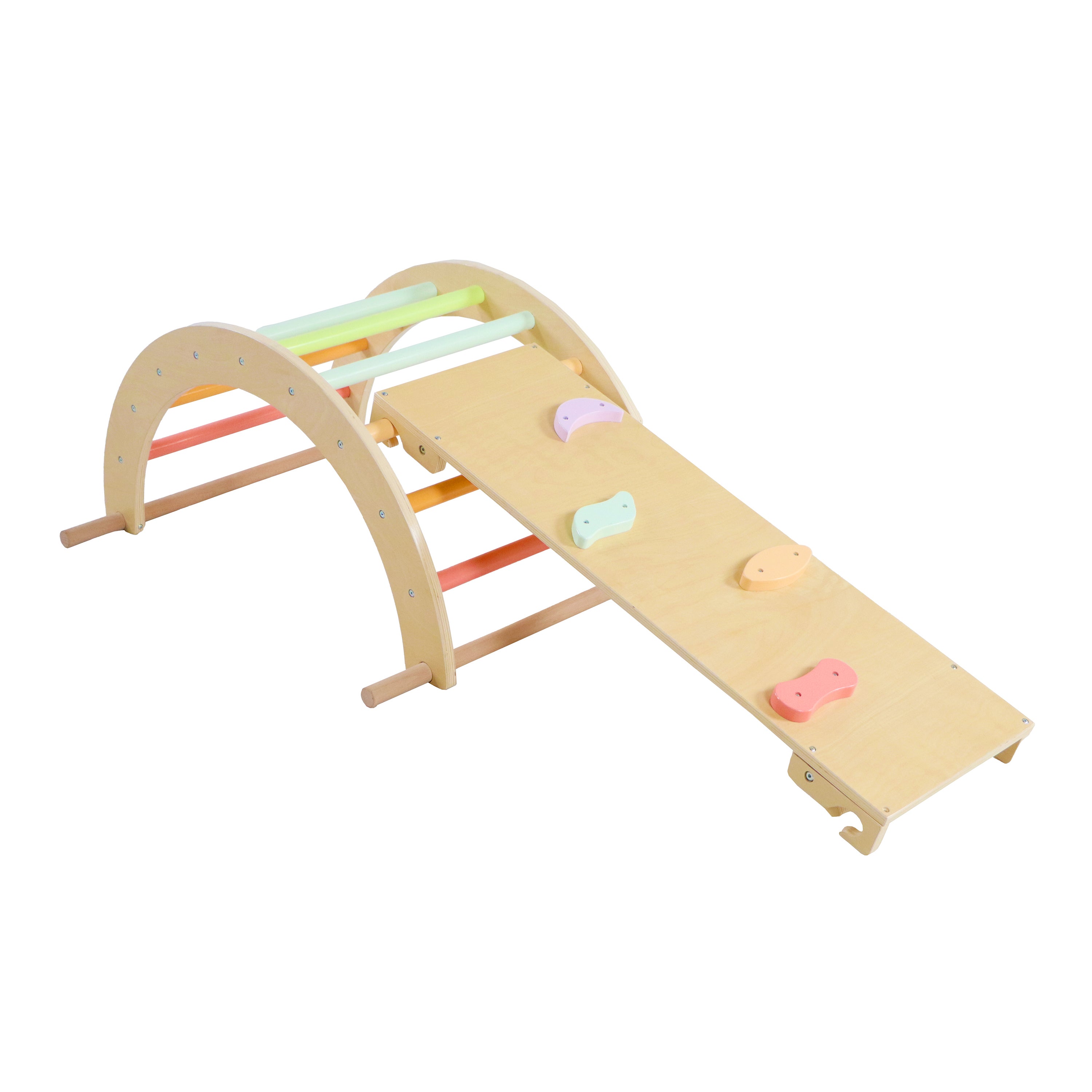 Sunny Charlie 3-en-1 structure d'escalade en bois pastel | Triangle d'escalade / Arc d'escalade / Mur d'escalade | Jouets Montessori pour jeunes - 6