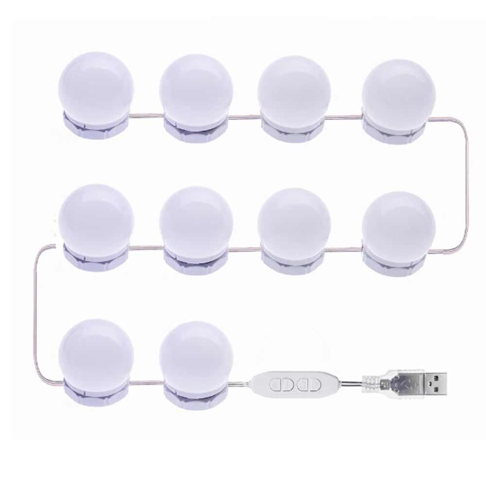 Lustro USB ściemniacz światła do makijażu Lustro stołowe światło Led wystrój pokoju 10 żarówek Led oświetlenie próżności 3 kolory
