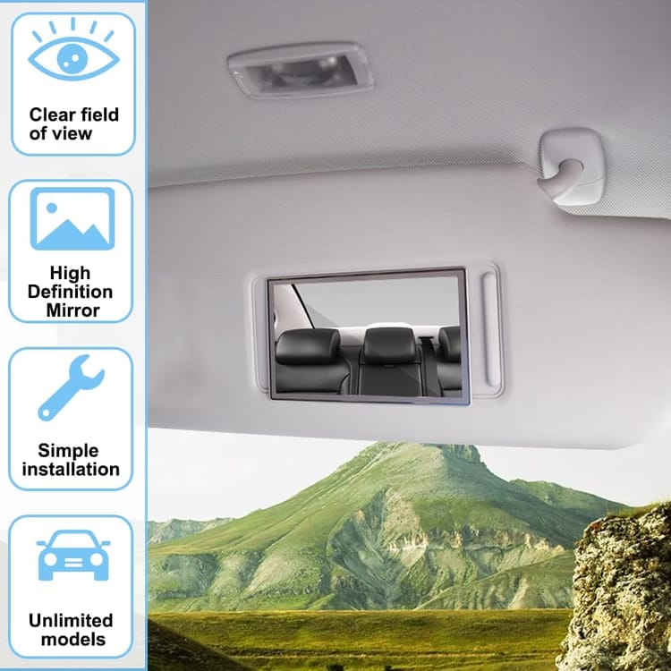 Ihreesy Miroir De Maquillage Voiture – Acier Inoxydable, Auto-adhésif, Portable Sur Pare-soleil 11x6,5 Cm