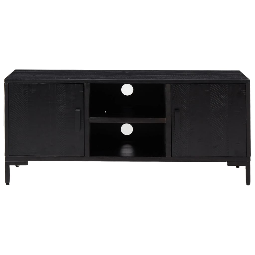 Meuble TV Noir 110x35x48 cm Bois de pin massif - 3