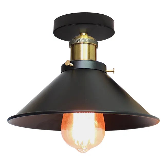 Plafon industrialny, metalowe żyrandole retro, lampy wiszące LED, wysokiej jakości plafon, φ26 cm (czarny i złoty)