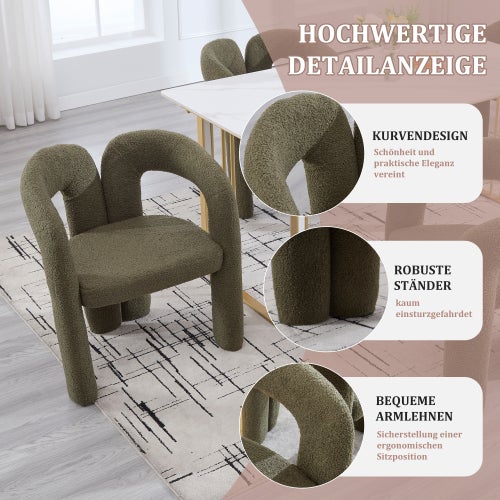 Sedie ergonomiche premium in tessuto Teddy, design elegante