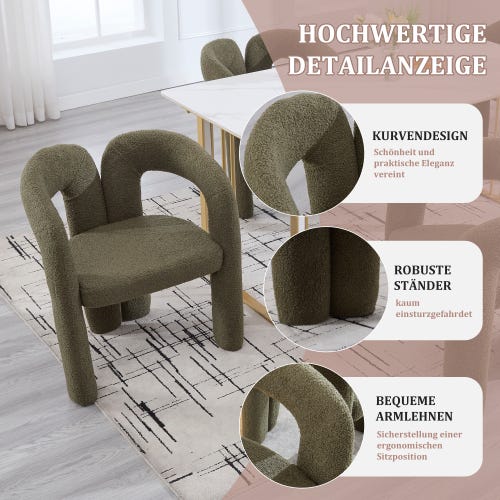 Sedie ergonomiche premium in tessuto Teddy, design elegante