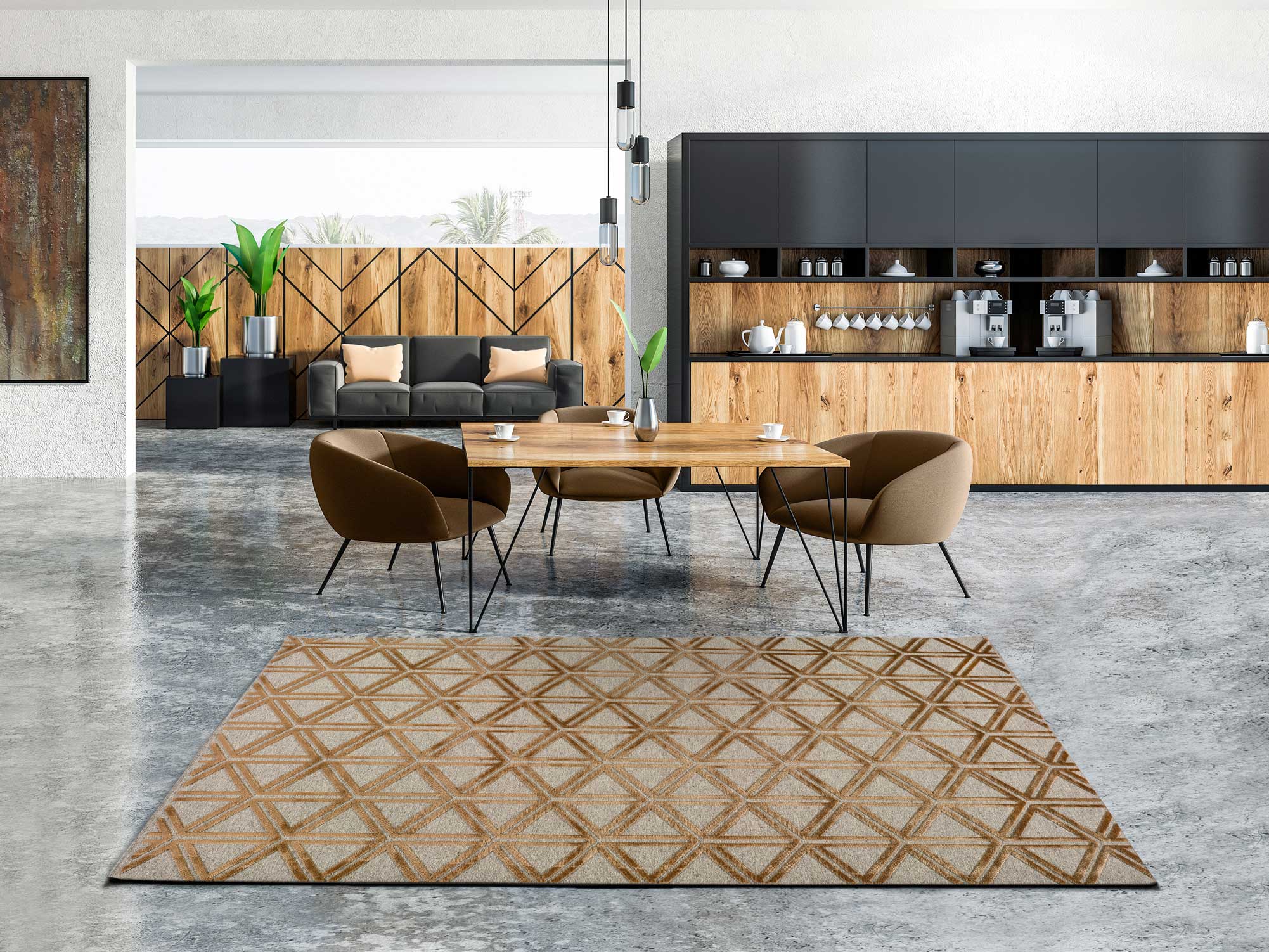 Prostokątny miedziany dywan do wnętrz 160 x 230 cm LANA geometryczny - ATTICGO