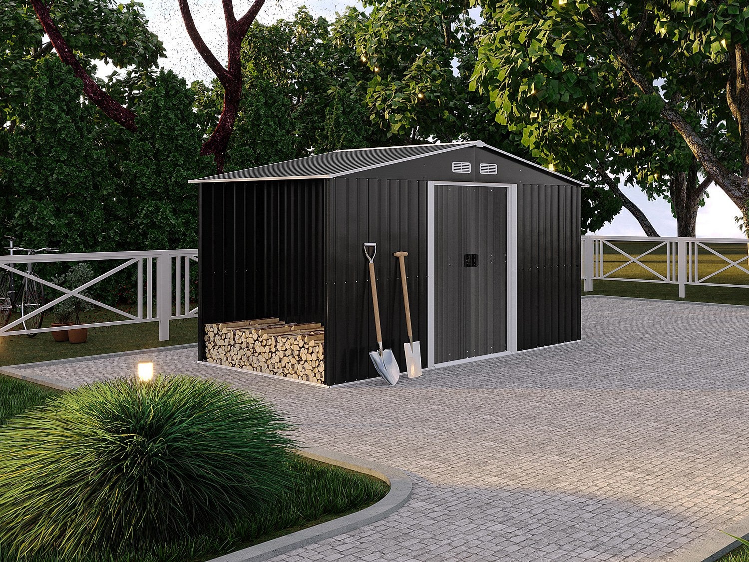 Wiata ogrodowa ze stali galwanizowanej w kolorze szarym LERY - 6m²