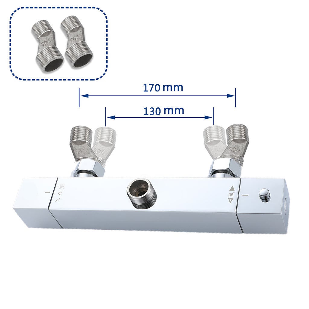 OCEAN ITALY Sistema a Pilastro Quadrato per Doccia Termostatica, Set Doccia a Pioggia con Soffione in Acciaio Inox, Asta e Soffione Regolabile - 8