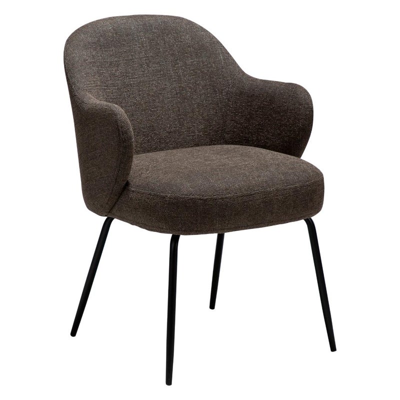 Bae Dan-Form krzesło stołowe z podłokietnikami bouclé brązowy.