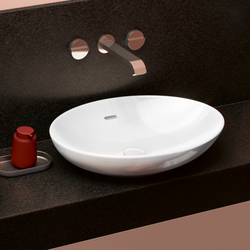 Vasque 56 x 38 ovale à poser VILLEROY ET BOCH Loop & Friends non meulé stone white avec trop plein - 2