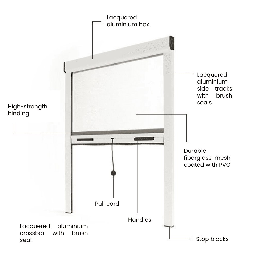 Moustiquaire 160x150 cm à enroulement vertical pour fenêtre alu blanc – Eco – AVOSDIM - 6