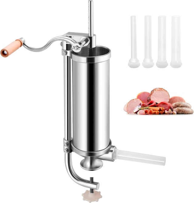 Insaccatrice Manuale, Produzione di Salsicce, Macchina per Salsiccia in Acciaio Inossidabile, con Tubi di Riempimento di Diversi Diametri, Morsetto