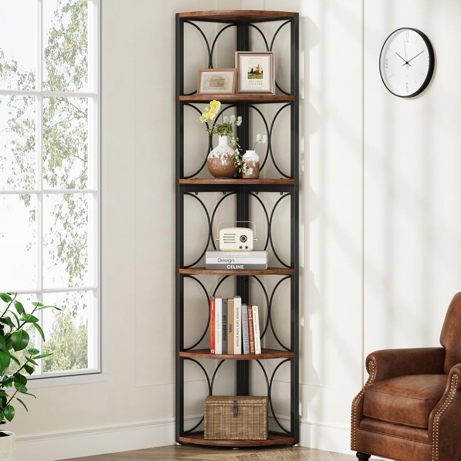 Libreria girevole a 4 ripiani, in legno massiccio, girevole, scaffale per ufficio, scaffale decorativo girevole a 360°, scaffale con ruote, multifunzione, per bambini e adulti, bianco