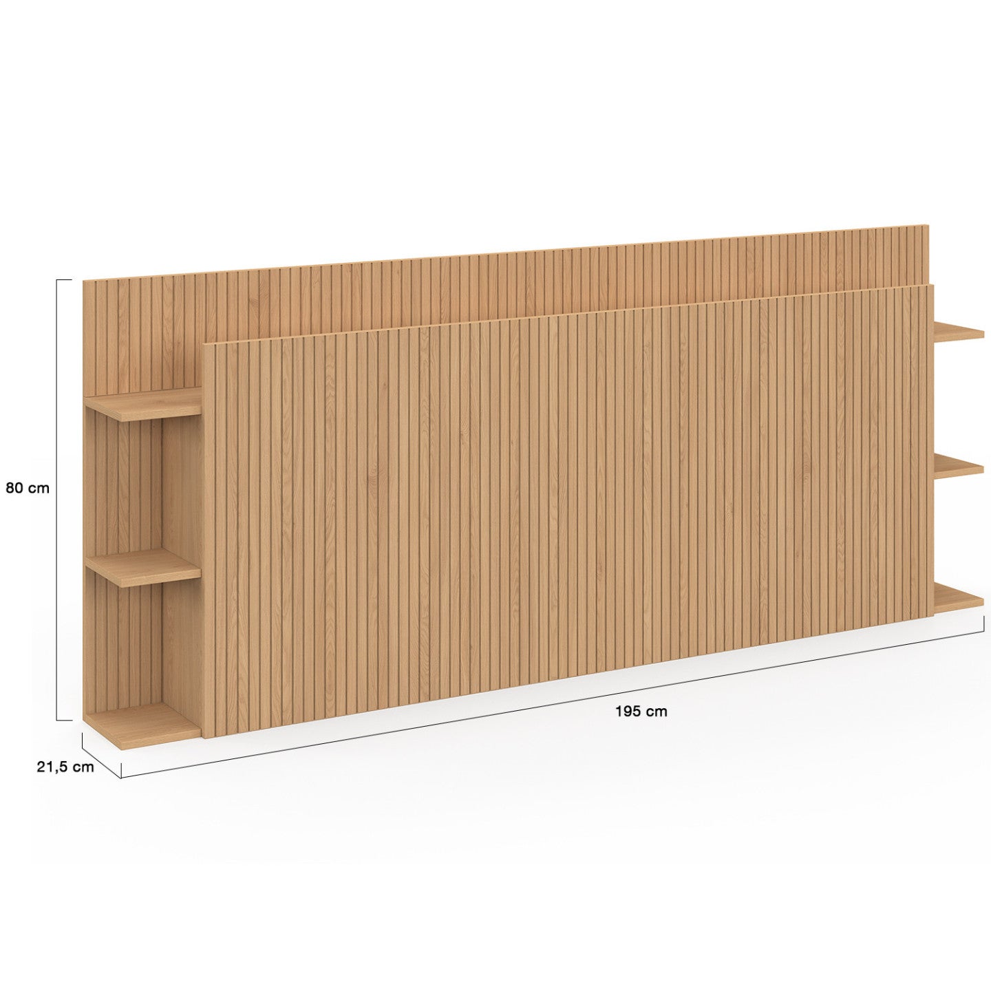 Tête de lit sur pied JULIETTE pour lit 140 et 160 cm avec rangements effet lattes tasseau bois - 4