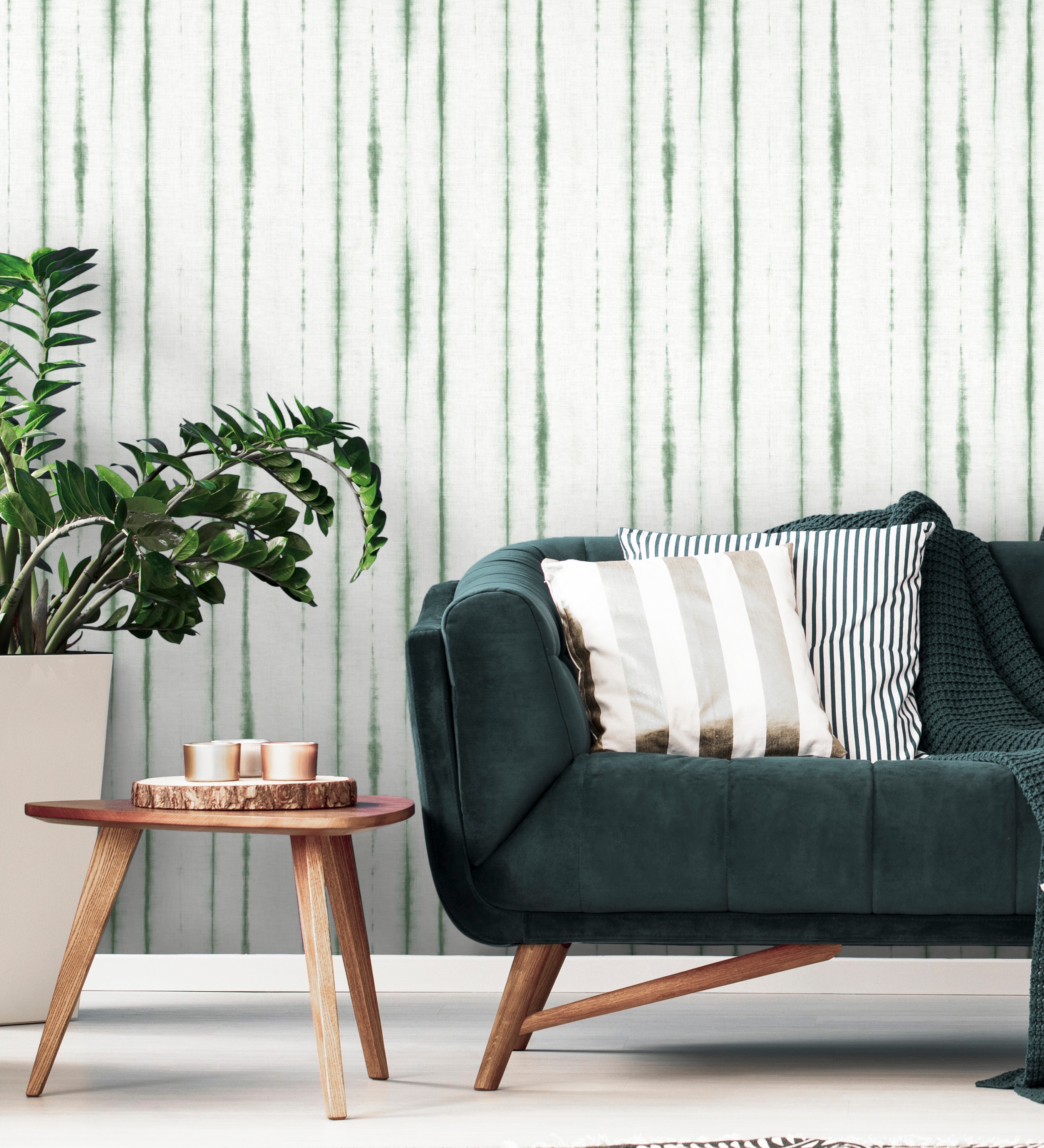 Muestra din a4 de papel pintado vinílico ecológico de rayas modernas verde - soho house 680815 de gaulan