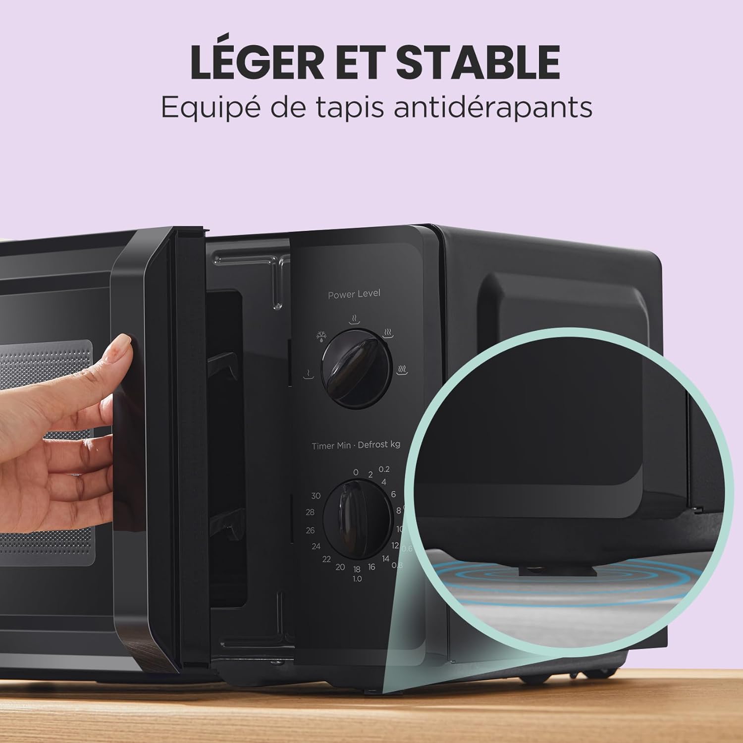 Micro-ondes pose libre - COMFEE CMO-MP012OC(BK) - Inverter - 6,2kg - L42,2 x P32,9 x H23,8 cm - 700W - 19L - Noir - 11