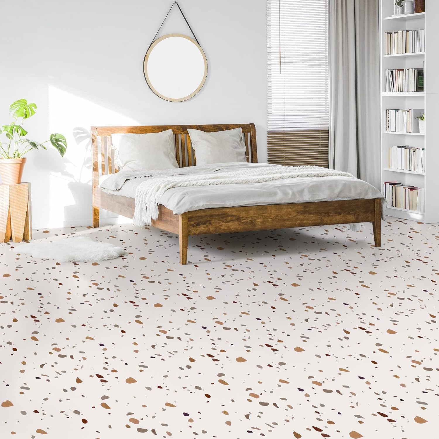 10 PVC Adhésif Terrazzo Autoadhésif Carrelage Cuisine Sol Autocollant Salle de Bain Marbre Imperméable (30x30cm Beige) - 6