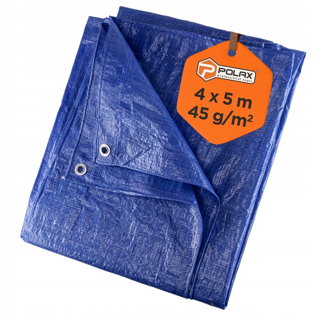 Plandeka 4x5m - 45 g/m2 Niebieska Wzmocniona Wodoodporna Polax