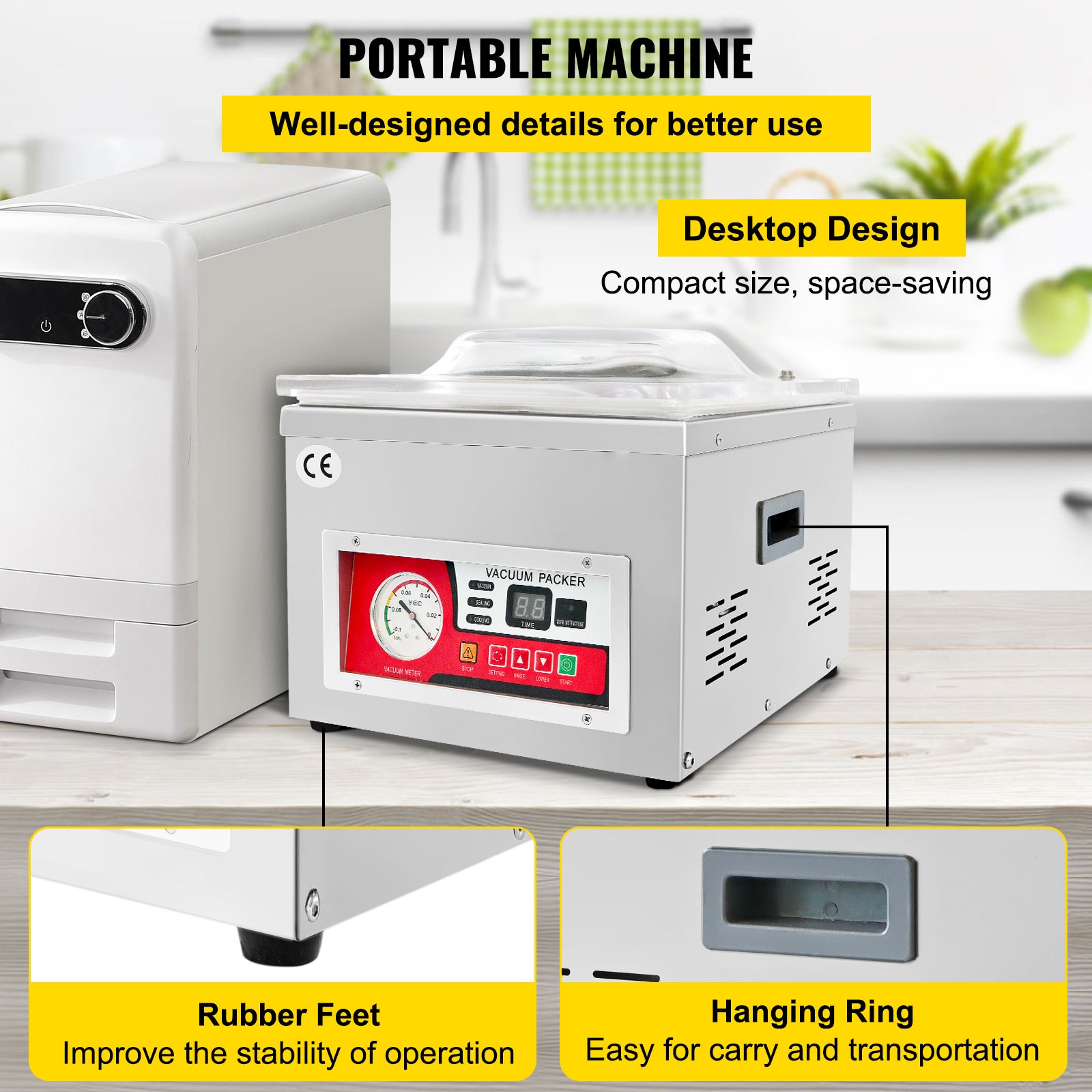 Machine à emballer sous vide 260W,SucceBuy pour aliments humides,viandes,marinades,compacte,10.2
