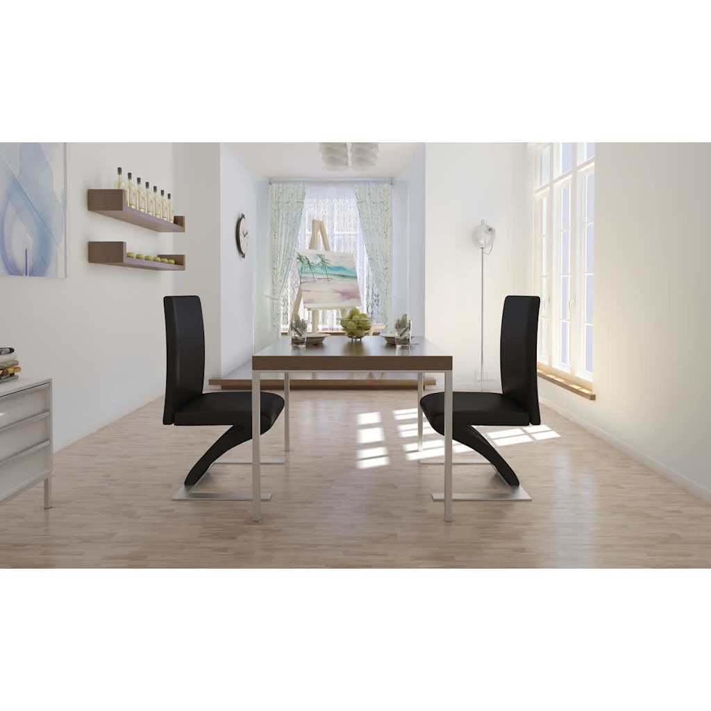 Vidaxl Sillas De Comedor 2 Unidades Cuero Sintético Negro , Leroy Merlin