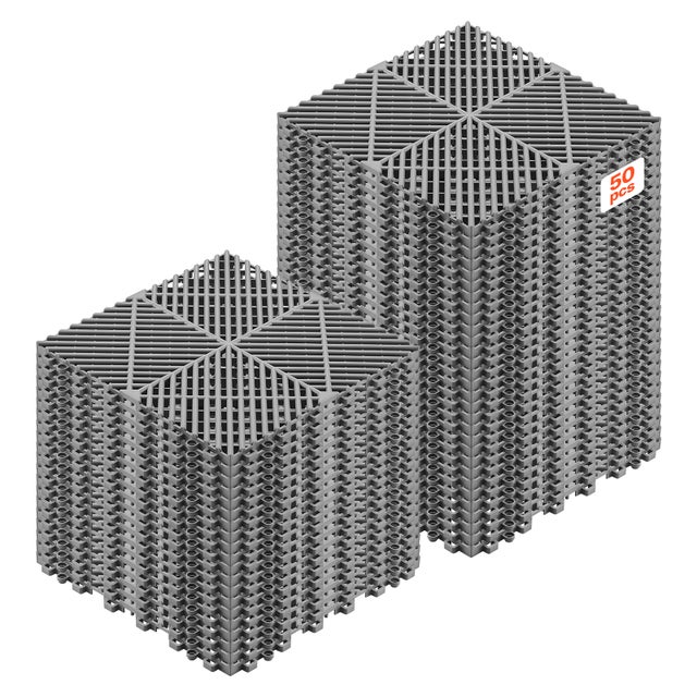 Dalles Sol Clipsables VEVOR pour Garage, en PP, Lot 50, 310x310 mm, pour Piscine, Spa, Terrasse, Jardin, Système d'Emboîtement Antidérapant, Gris