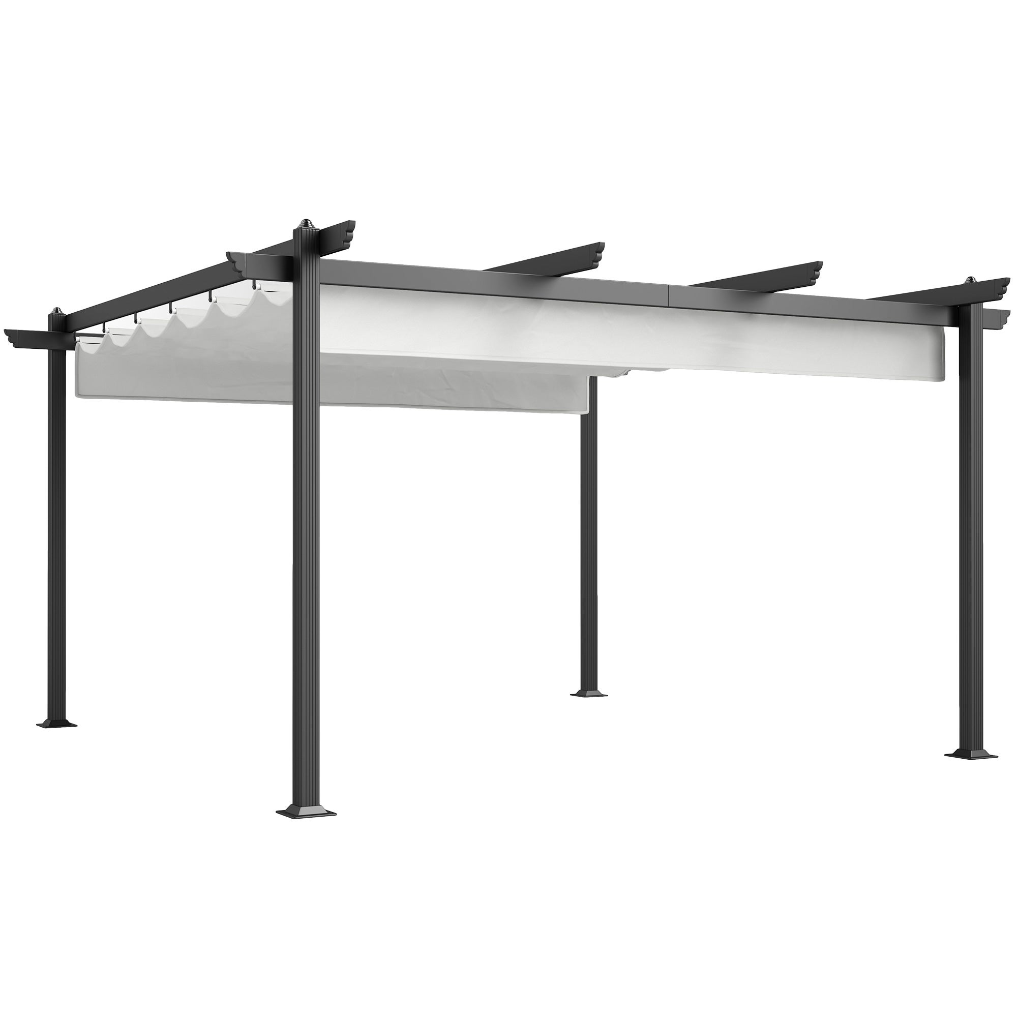 Outsunny Gazebo Pergolă 4x4 m cu Acoperiș Retractabil Alb | Aosom Romania