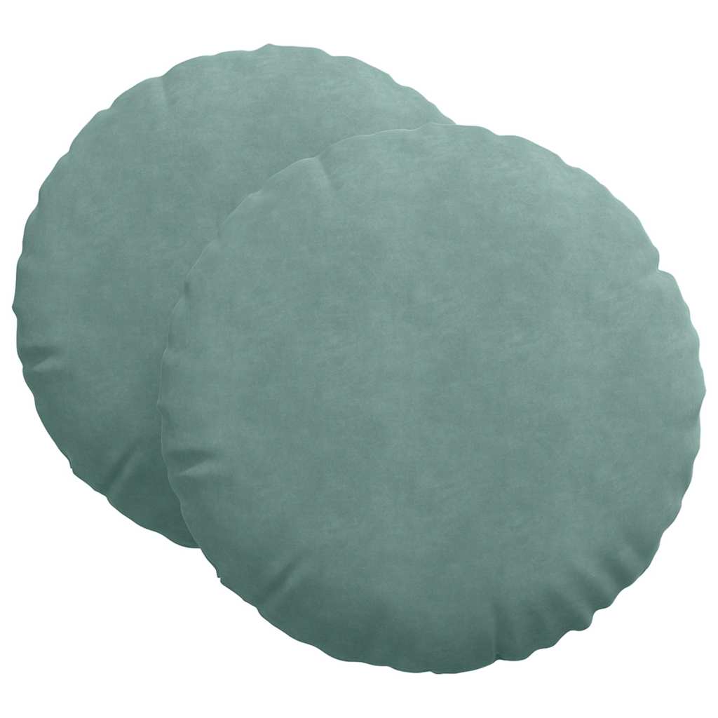 Cojines de asiento, 2 unidades, verde mar, Ø 40 x 13 cm, terciopelo - 2