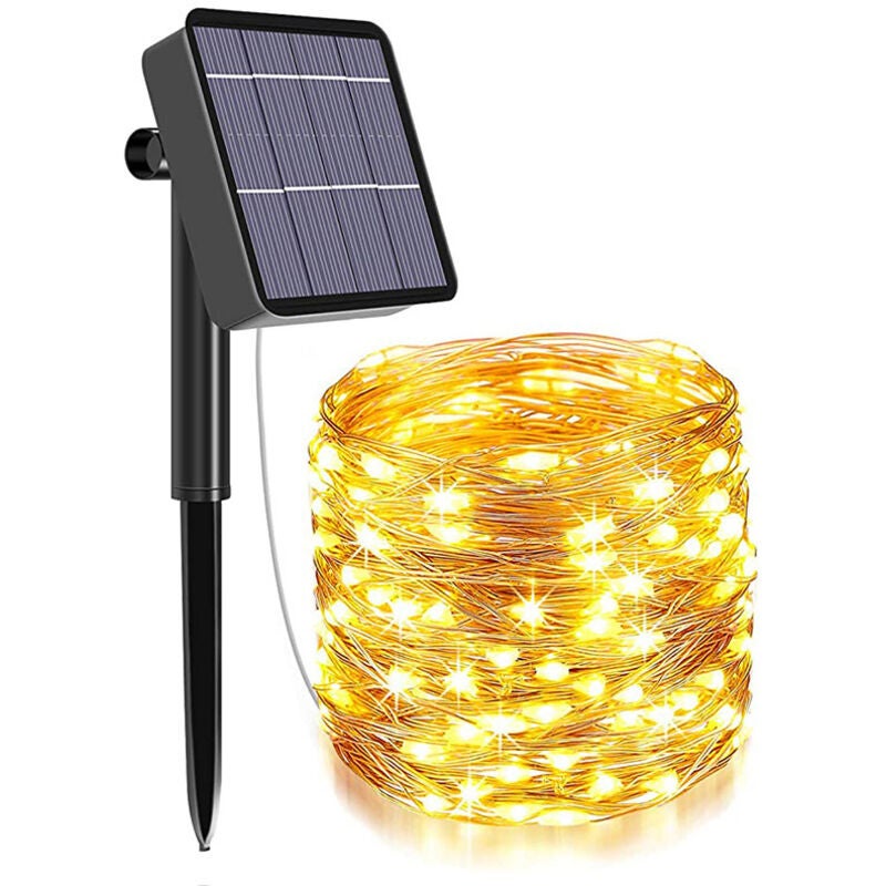 1 set 200 LED-uri luminoase solare impermeabile cu 8 funcții, 22 m set