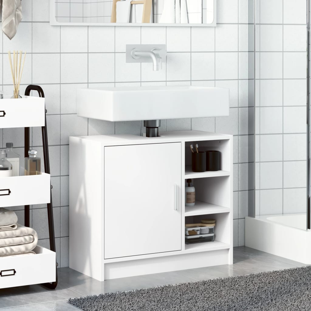 Mueble lavabo blanco 63x29x55 cm de madera contrachapada - 3