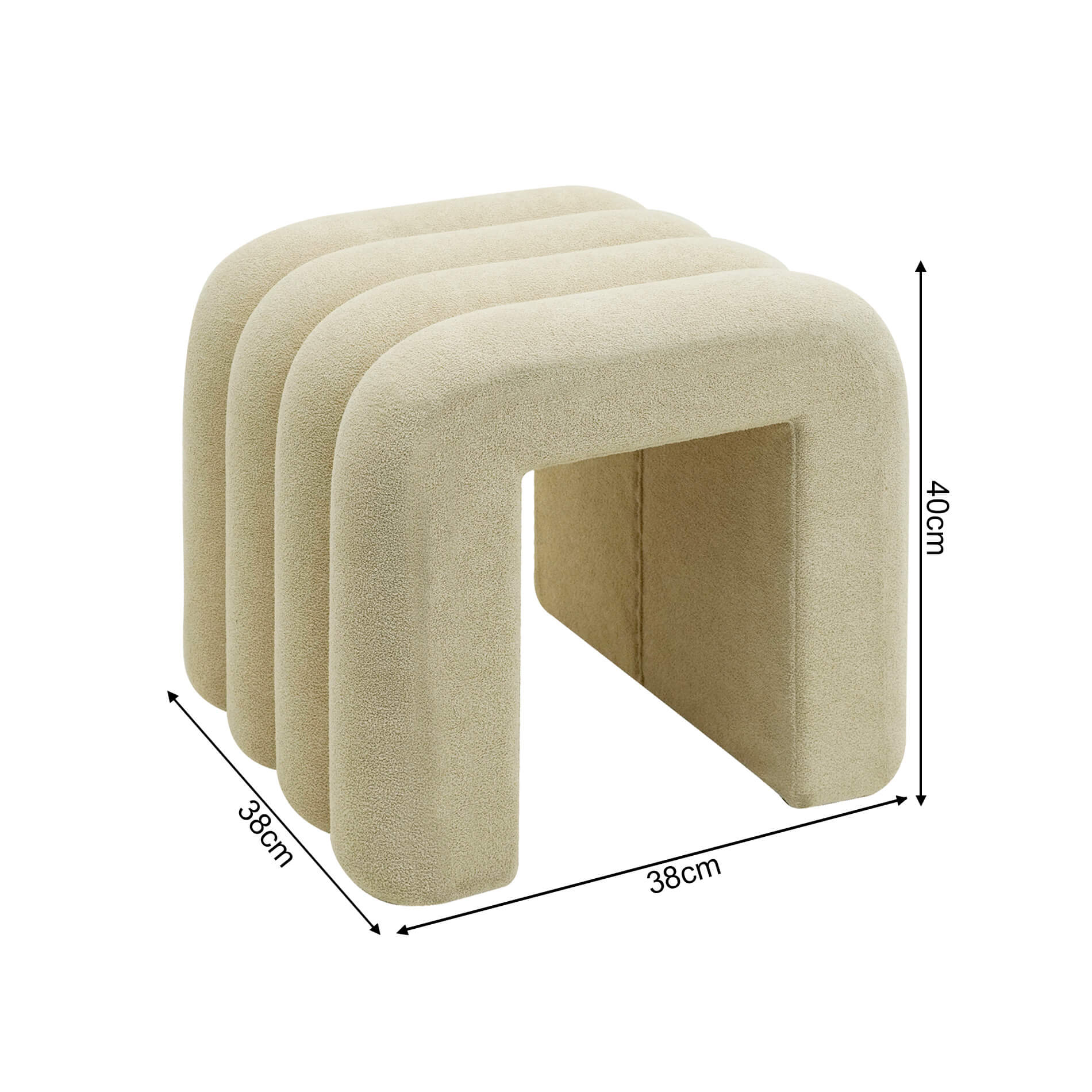 Pouf Rebecca Mobili Nikau 40x38x40 Tissu Polyester MDF Beige Moderne ENSEMBLE 2 pcs - 3