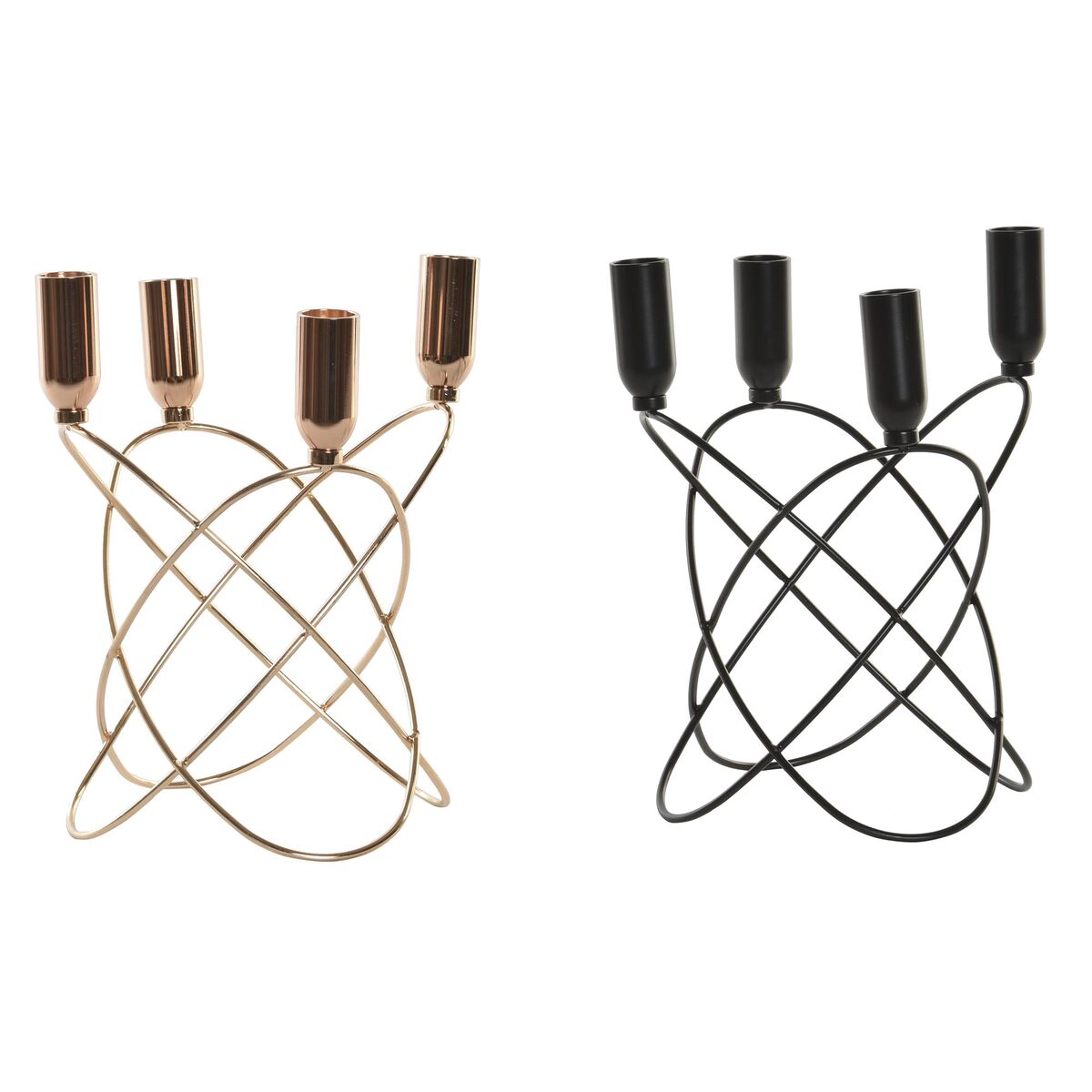 Candelabro dkd home decor negro dorado metal moderno 20 x 20 x 23 cm (2 unidades)