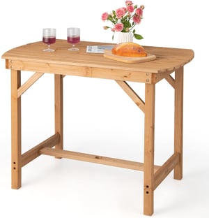 Table de Jardin en Bois de Sapin Massif 100X60X75 CM, Table de Salle à Manger Extérieure avec Trou de Parasol de 4 cm pour 4-6 Personnes
