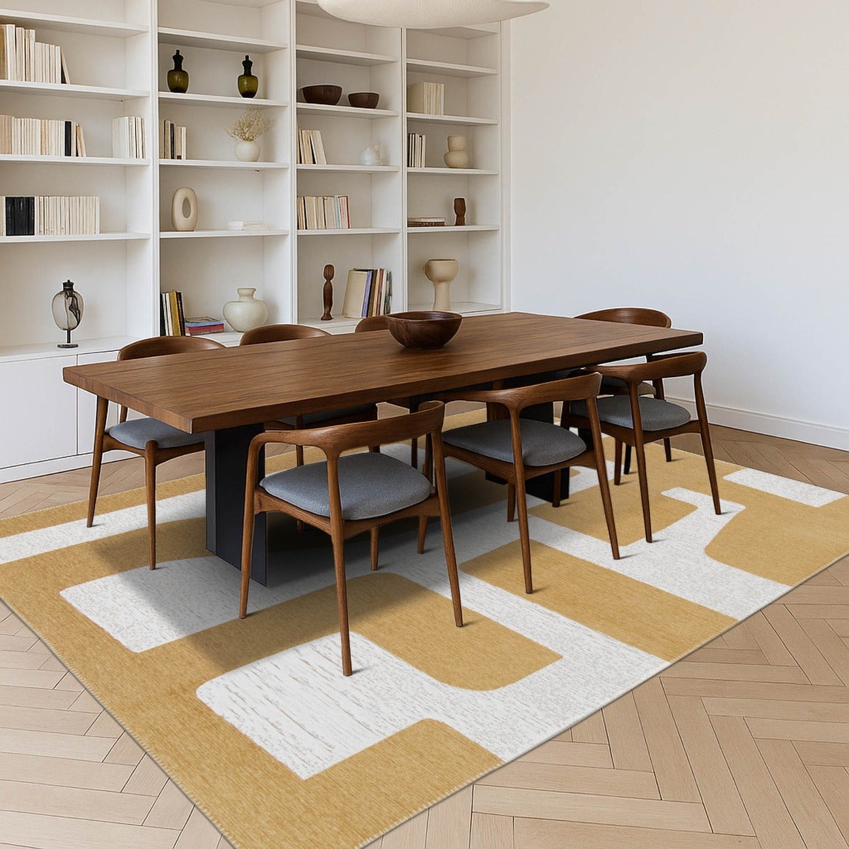 Tappeto moderno a tessitura piatta gobelin beige 120x170 - 7