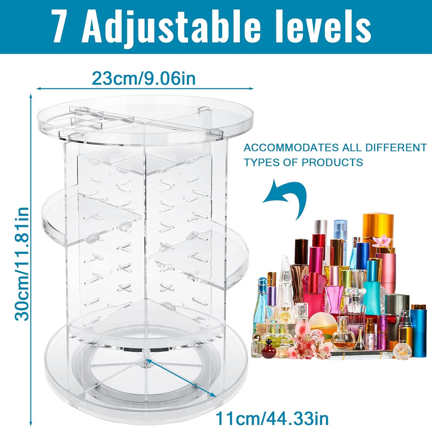 Organisateur de Maquillage, Rotatif 360 Degrés Rangements pour Produits Cosmétiques, Makeup Organizer, Rangement Parfum Coiffeuse Cosmetique - 2