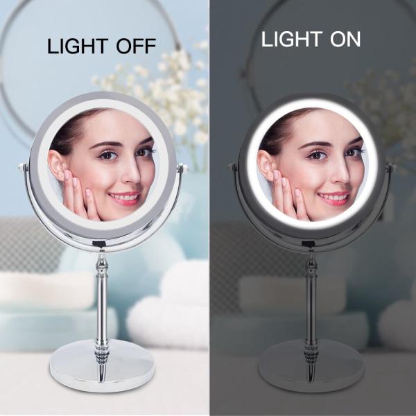 Miroir de maquillage grossissant 10x avec miroir lumineux, 20 pinceaux - 4