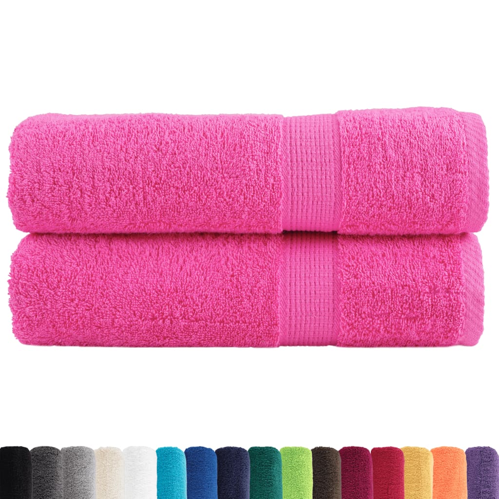 Asciugamani da bagno Premium SOLUND 2 pz Rosa 100x150 cm 600 g/m² vidaXL - 2