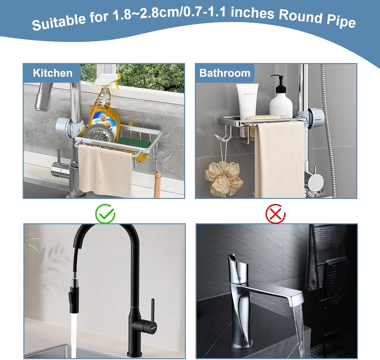 Stojak na gąbkę do zlewu kuchennego ze stali nierdzewnej (srebrny) - 5