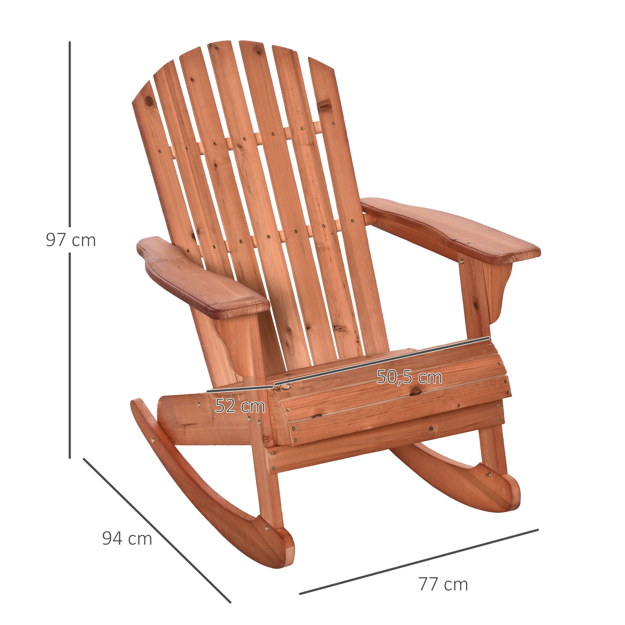 Fauteuil à bascule en bois Outsunny teck 77x94x97 cm_84B-528 - 3
