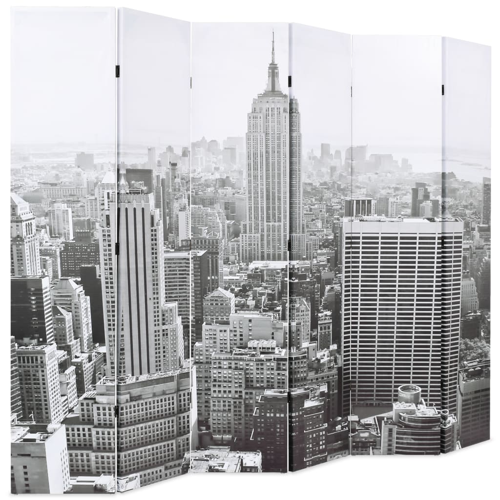 Biombo separador | biombo divisor | paravientos plegable 228x170 cm nueva york blanco y negro cfw50633