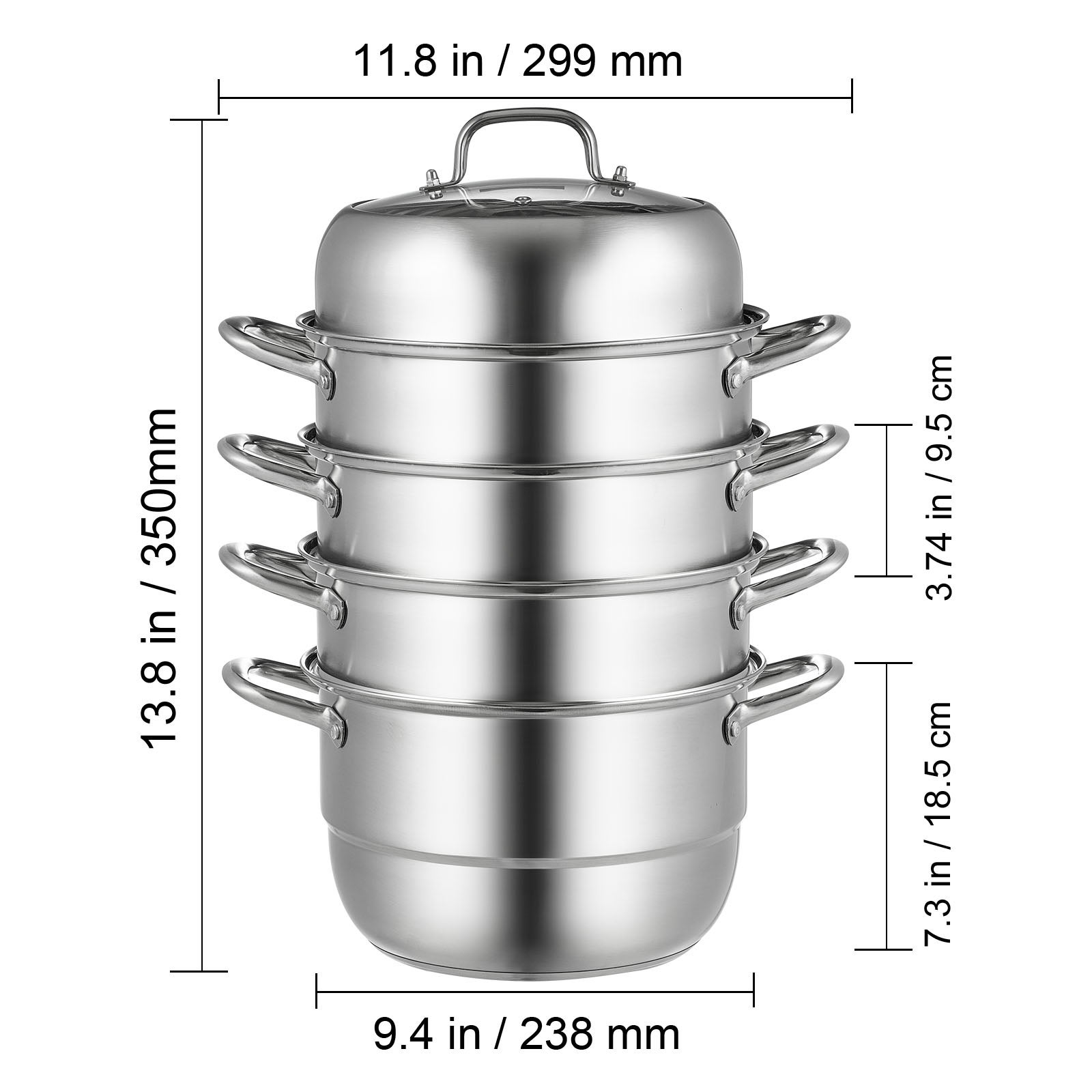 Cuiseur Vapeur 5 Étages Inox 304 Ø30 Cm – Grande Capacité, Compatible Induction, Couvercle Verre