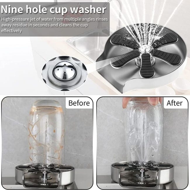 Rinceuse à Verres En Acier Inoxydable 304 - Haute Pression, Avec Bac D'égouttage - Pour Cuisine, Café, Bar