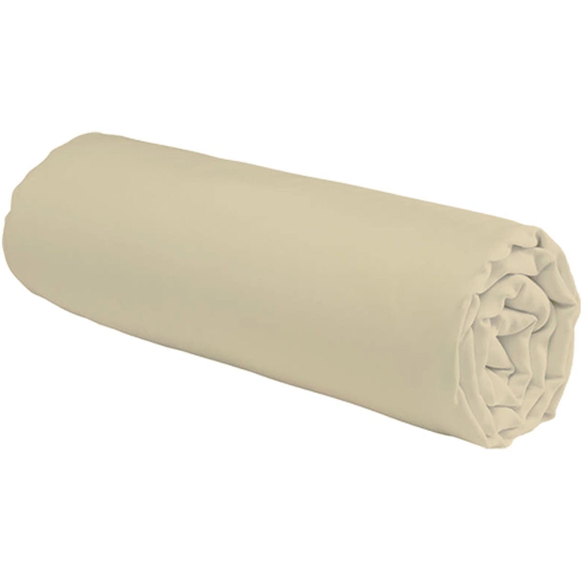 Drap housse uni en coton 57 fils beige 180x200cm - 4