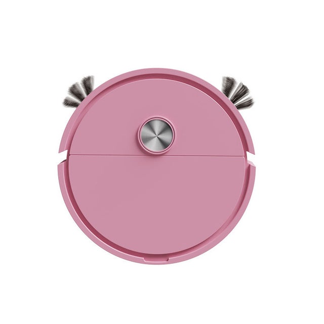 LEDANDER Mini aspirateur robot, aspirateur robot intelligent, robot de nettoyage entièrement automatique, rechargeable, 16.2cm (rose)
