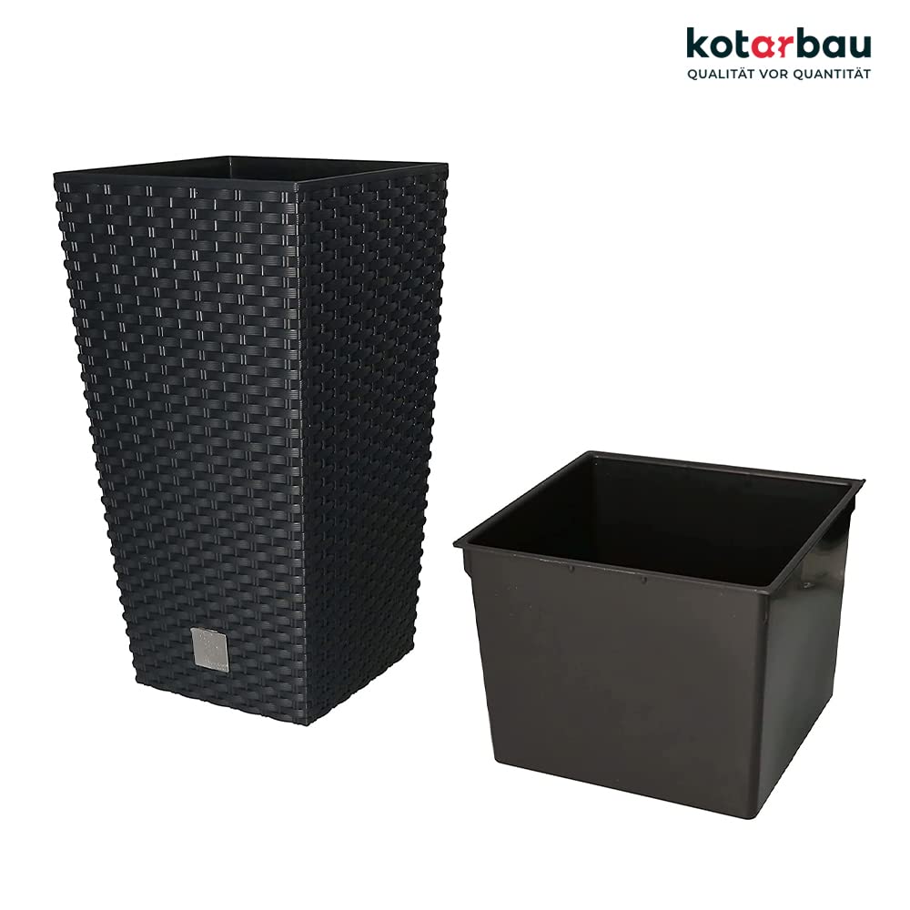 Doniczka rattan osłona donica antracyt 375 + wkład - KOTARBAU - 7