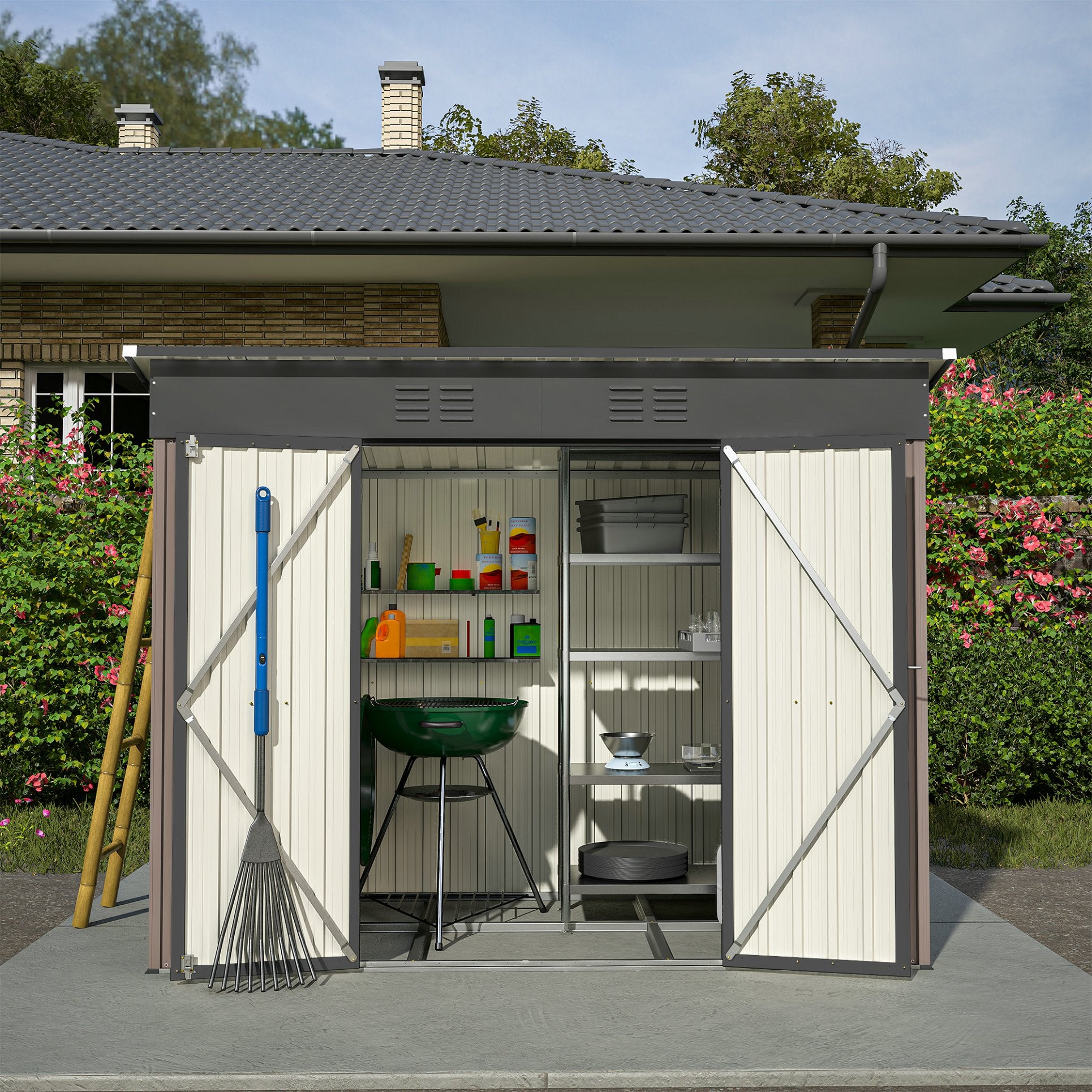 Abri de jardin métallique 2,4 x 1,2 m avec fondation métallique (sans — free download