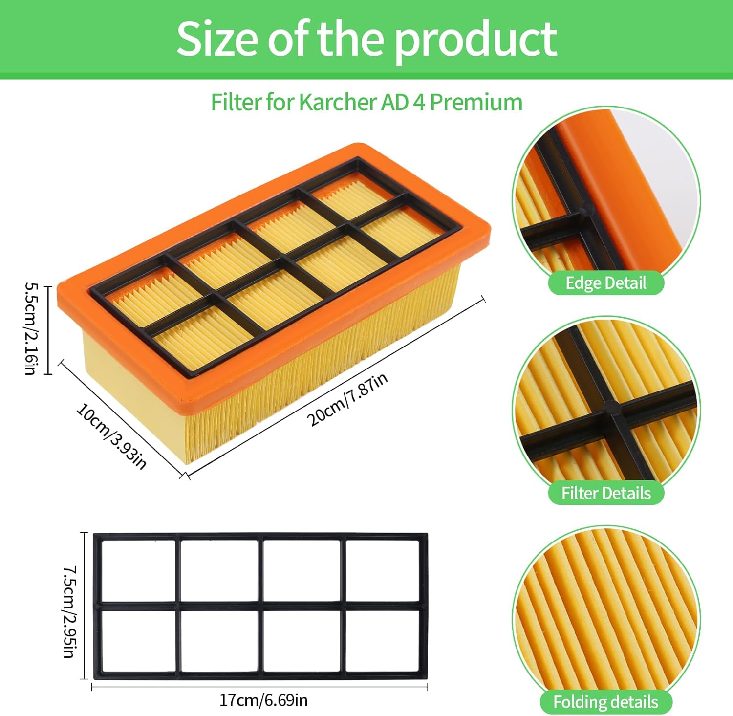 2 Filtres de Rechange pour Aspirateur Kärcher AD3/AD4 Premium – Haute Efficacité - 2