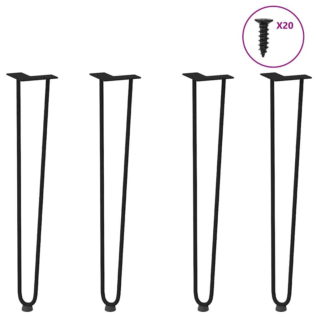Pieds de table en épingle à cheveux - SKISKI - 71cm - Noir - 2 tiges en Pieds de table en épingle à cheveux - SKISKI - 71cm - Noir - 2 tiges en
